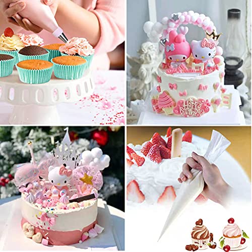 Thickened-Piping bags-Disposable Pastry bag-100pcs icing piping bags&6Pieces Pastry Bag Ties, Cake Cupcake Decorating Bags for Icing and Frosting (12 Inch)