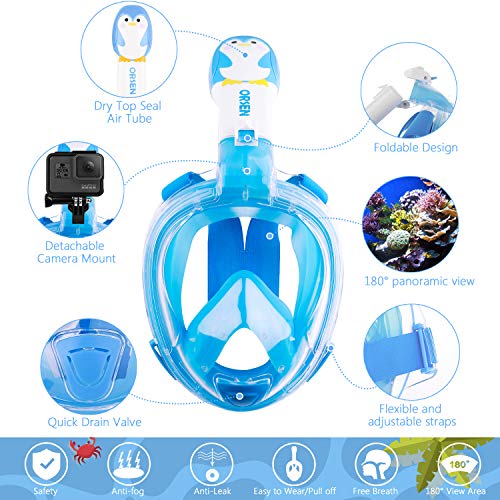 Orsen Full Face Snorkel Mask, World's First CO2 Standard Snorkel Mask