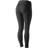 HORZE Ella Women's Riding Breeches - Leather Knee Patch Schooling Pants | Pull-on English riding breeches with ALOS leather knee patches and 4-way stretch cotton-elastane for all-day saddle comfort.