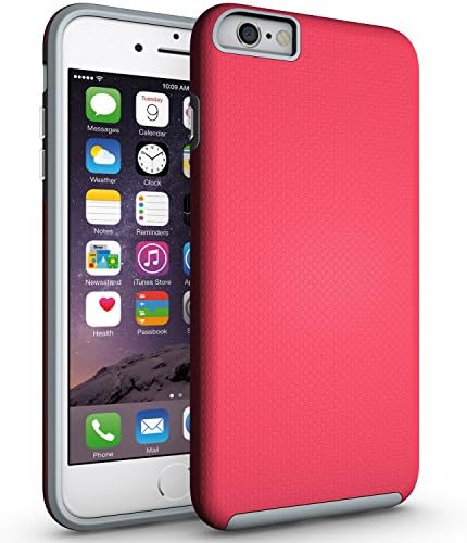 iPhone 6s Plus Case,Zisure[Pop Sugar] Shockproof Non-slip Dual Layer Sturdy PC TPU Durable Hard Case Impat Shock-Defender Rubber Cover for iPhone 6s Plus/ iPhone 6 Plus (5.5")(Rose Red)
