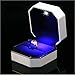 LYWOO Square Velvet Wedding Ring Jewelry Box with LED Light for Proposal or Engagement Jewel Display