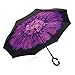 Elover 32in X 8 Panels Double Layer Inverted Umbrella, B - Violet Flower