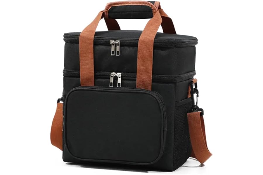 Bolsa Termica Marmita Lancheira Grande Alça Ombro Trabalho Passeio Academia Dois Andares (Bolsa Preta)