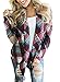 Ruanyu Women's Casual Plaid Print Long Sleeve Elbow Patch Draped Open Front Cardigan Sweater