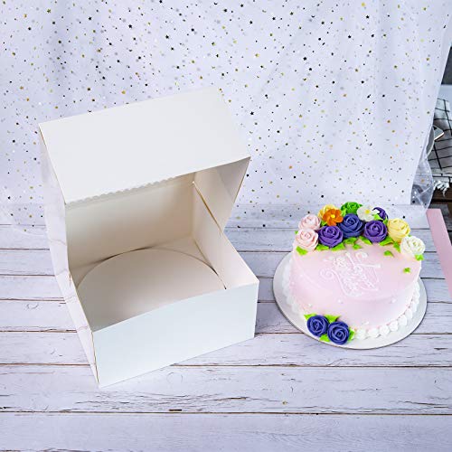 [15pcs]10x10x5 Inch Cake Boxes With Boards Set,White Large Tall Sturdy