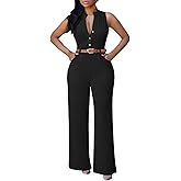 Pink Queen Jumpsuits for Women Dressy V Neck Wide Leg Rompers Party Outfits | sleeveless, summer，slim Fit,Elegant Wedding Guest,cocktail formal outfits,Removable Belt,Side Pockets