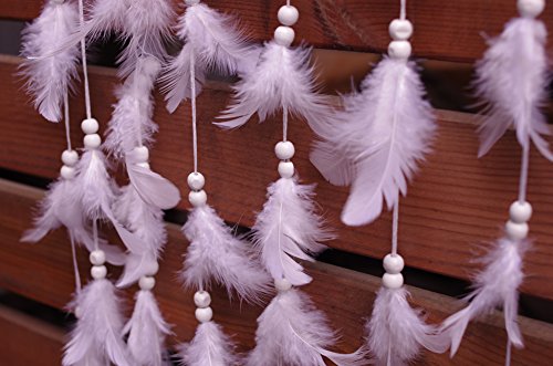 Malicosmile Dream Catchers White for Bedroom, Handmade Hanging Decorations White Feather Dreamcatcher Mobile - Thumbnail 3