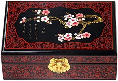 Alien Storehouse Chinese style Wooden Jewelry box Treasure Chest Case with Lock Black Plum A