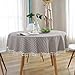 Lahome Stripe Tassel Tablecloth - Cotton Linen Table Cover Kitchen Dining Room Restaurant Party Decoration (Round - 60
