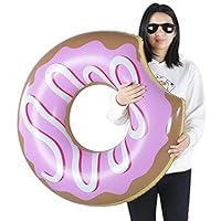 XFlated Donut Float, Inflatable Donut Pool Float Strawberry, Pool or Beach Toy for Kids, Donut Ring of 33 Inches