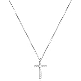 YixNahz Dainty 925 Sterling Silver Cross Necklace for Women, Trendy Womens Cross Necklace for Girls Simple Silver Pendant Link Chains for Teen Girls Birthday Jewelry Gifts