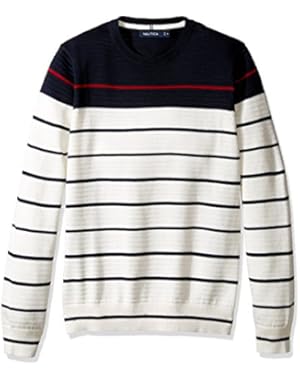 Men's Long Sleeve Striped Crew Neck Sweater