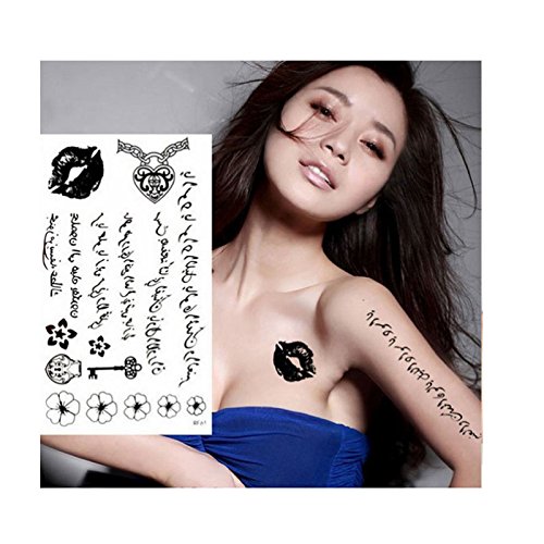 Arabic Word Temporary Tattoos Black Love à¸ºKey Flower Floral Lip Mouth Waterproof Sticker Islamic Persian Muslim Decor Ramadan EID Gift Mubarak