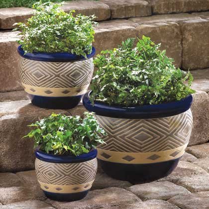Cobalt Planter Trio