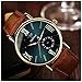 LinTimes Fashion Mens Womens Watch Quartz Analog Roman Numeral Scale Business Casual Wristwatch Brown Band Green Dial