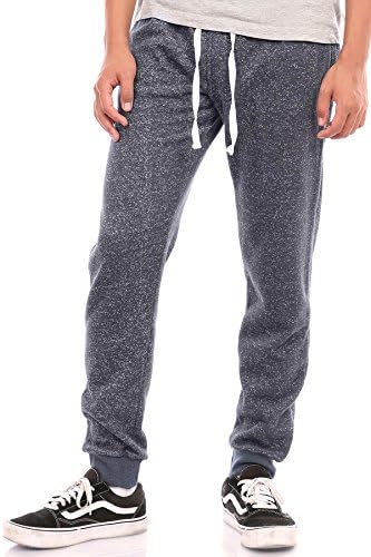 PROGO USAMen's Joggers Sweatpants Basic Fleece Marled Jogger Pant Elastic Waist