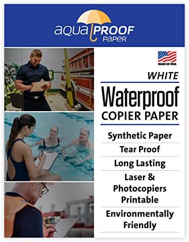 Aquaproof All-Weather / Waterproof Copier Printer Paper, Eco Friendly, Durable, Print on both Sides Made in the USA 8 mil - 50 sheets 8 1/2" x 11"
