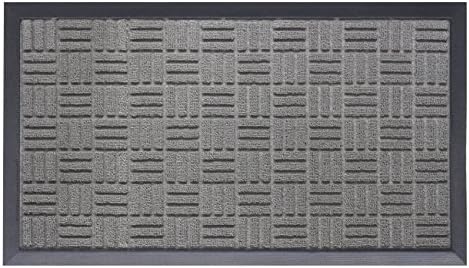 Doormat Shoe Scraper Easy Clean Soft Texture Parquet Design Grey