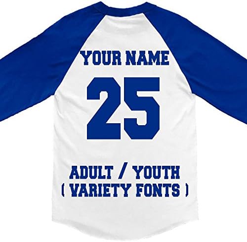 Circular Custom Baseball T Shirts Add Your Own Text [Adult/Blue/M]