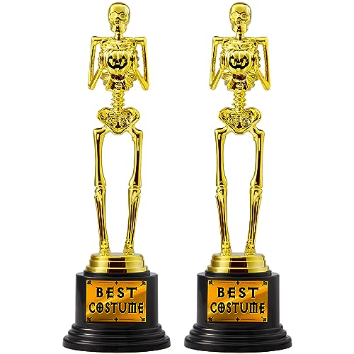 JOYIN 2 PCS Halloween Trophy Awards Best Costume Skeleton 11.25 X 3.5 for Halloween Medals Party Favor Prizes, Trick or Treat, Costume Contest Trophy, School Classroom Rewards, Treats for Kids