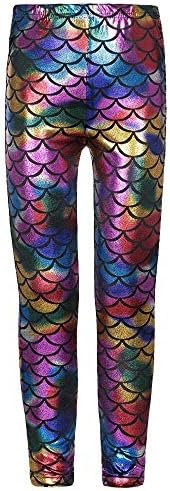 Angels UK New Kids Girls Fish Scale, Shiny Leggings Mermaid Stretch Foil Wet Disco Party Pants, Jeggings (5/13Yr)