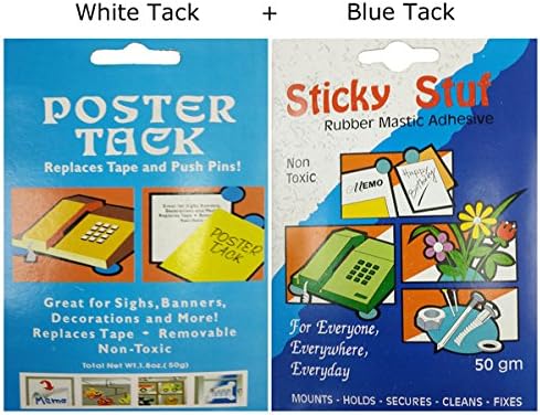 Adhesive Putty, Yanyi Removable Poster Tack, Reusable Non-toxic Sticky Putty (White+Blue)