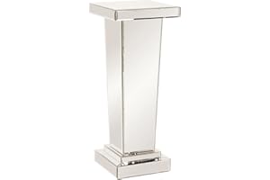 HOWARD ELLIOTT COLLECTION Howard Elliott Tapered Mirrored Pedestal Accent Table, Elegant Modern Bed Side Style, Mirrored Finish Design, for Bedroom, Entryway or for Any Room, 15 x 15 x 36 Inch,