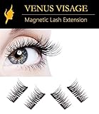 Dual Magnet False Magnetic Eyelashes by VENUS VISAGE 4 Pieces | 1/2 Lash Extension | Hand Made | Ultra Thin and Lightweighted