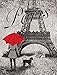 Gango Home Decor Strolling in Paris- Two Beautiful 11 x 14 in Poster Prints Eiffel Tower and Red Umbrella Set
