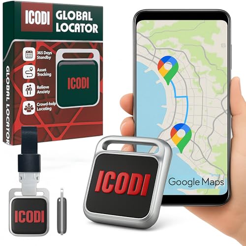 ICODI Global Locator for Car without SIM Card Without Distance Limit Without Subscription Google MAPS Integrated Android and iOS 1 Year Battery Tracker Bluetooth Motorcycle, Children, Elderly and Objects