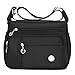 Waterproof Nylon Shoulder Crossbody Bags - Adjustable Shoulder Strap Handbag Multiple Zippered Elastic Pockets with Organizer fors Wallet, Passport, Boarding Pass, Water Resistant ( Black, Large)