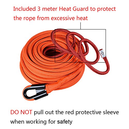 95ft x 3/8 Orange Synthetic Winch Rope Line Cable 22000LBs Heat Rock