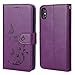 WaterFox iPhone Xs Max Wallet Leather Case with 2 in 1 Detachable Cover, Women's RFID Blocking Case with 4 Card Slots & Wrist Strap Case - Purple