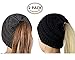 Ponytail Beanie Hats BeanieTail Womens Soft Stretch Cable Knit Messy High Bun Cap,2 Pack