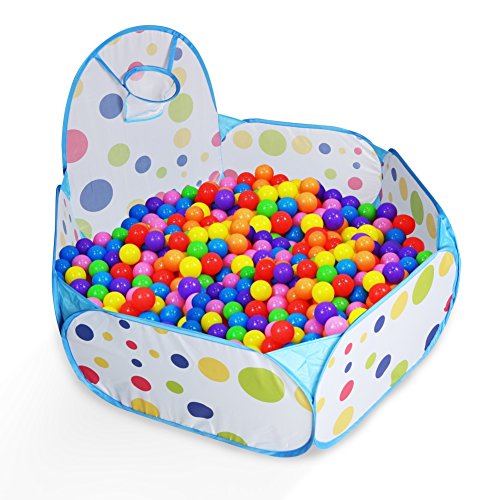 LPRTALK Kids Ball Pit Ball Tent Toddler Ball Pit with Basketball Hoop and Zippered Storage Bag for Toddlers 4 Ft/120CM (Balls not Included)