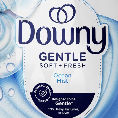 DOWNY GENTLE SOFT + FRESH FABRIC SOFTENER LIQUID, OCEAN MIST SCENT, 56 FL OZ, 83 LOADS, LIQUID FABRIC SOFTENER DESIGNED TO BE GENTLE ON SKIN
