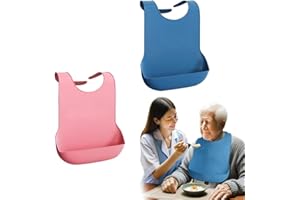 LOVEJO 2-Pack Adjustable Silicone Bibs for Adults, Waterproof & Washable, Elderly Men & Women Mealtime Protector
