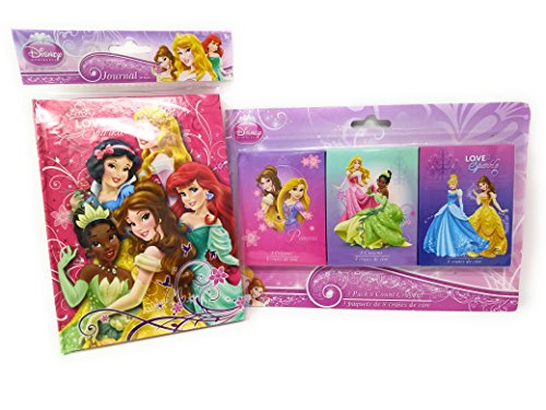 Back to School Toddler Pre-school Elementary School Supplies Crayons Mini Notebook Princess Little Mermaid Snow White Beauty (2 Piece set)