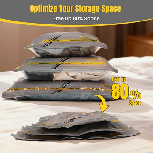 Vacuum Bag with Wireless Pump, 15 Pieces Compression Travel Bags (5 x 40 x 40 cm, 5 x 40 x 50 cm, 5 x 40 x 60 cm), Save 80% Space, Suitable for Travel Suitcases and Home Storage