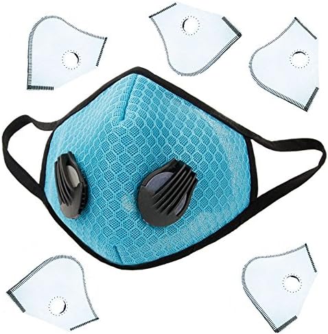 HOLIIBN Military Grade Anti Pollution/Anti Haze/Dust Proof/Air Filter Mask with 6 N99/N95 Replacement Filters for Women,Kids,Exhaust Gas, Pollen Allergy, PM2.5, Running, Cycling (Adult Small Size)
