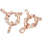 PH PandaHall 2pcs Spring Clasps 925 Sterling Silver Spring Clasps 10 mm Jewelry Link Connectors Rose Gold Plated Round Close Ring Clasp Findings for DIY Necklaces Bracelet Jewelry Making