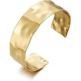 GREICHFAN Gold/Silver Wide Hammered Textured Cuff Bangle Bracelets for Women