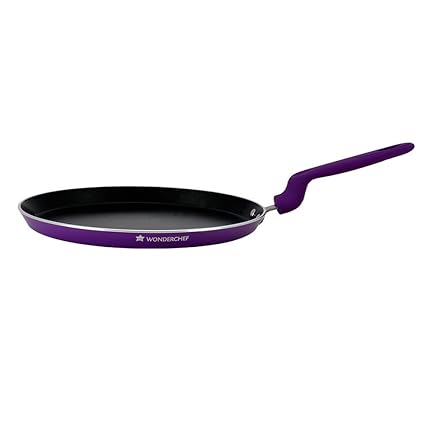 Wonderchef Induction Base Non-Stick Aluminum Elite Dosa Tawa, 28cm, Purple and Black