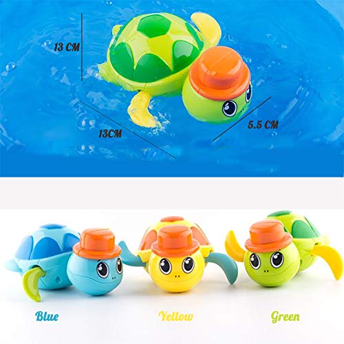 SIROD Baby Bath Toy Turtle,Floating Wind up Swimming Turtles with Hats Bathtub Cute Toys Playset for Boys Girls 3Pcs