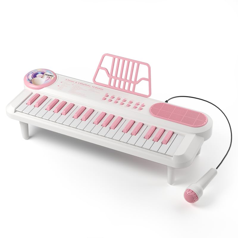 多機能子供ピアノ おもちゃ 37鍵盤 楽器玩具 早期開発 幼児 おもちゃ ピンクの女の子のおもちゃ モンテッソーリ指先のおも軽量 ミニ鍵盤 電気キーボード 誕生日 プレゼント クリスマスギフト