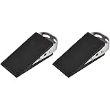 JQK Heavy Duty Door Stopper Rubber Wedge, 304 Stainless Steel Security Door Stops Works On All Floor Types, Brushed(2 Pack),
