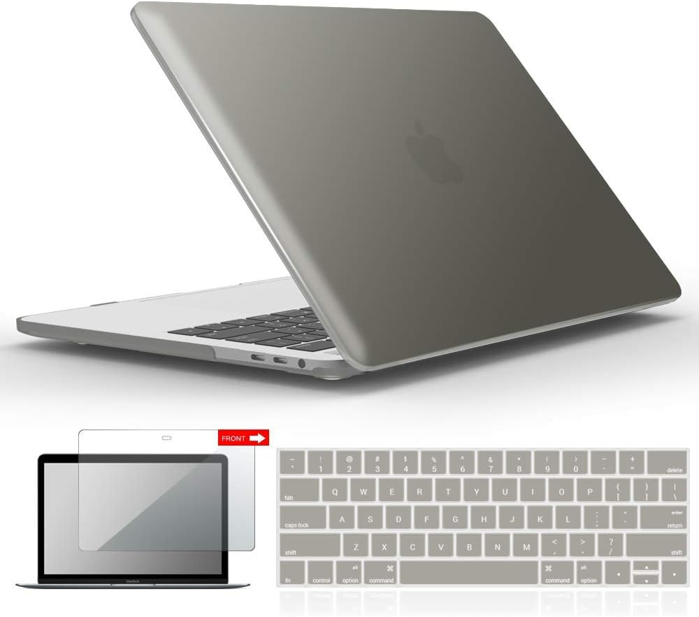 IBENZER New 2020 MacBook Pro 13 Inch Case M1 A2338 A2289 A2251 A2159 A1989 A1706 A1708, Hard Shell Case & Keyboard Cover & Screen Film for Apple Pro 13 Touch Bar(2020-2016), Gray, T13GY+2A