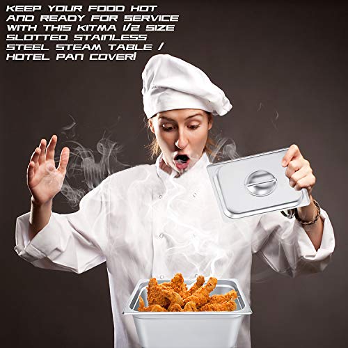 image for Kitma 1/2 Size Stainless Steel Slotted Steam Table Pan Cover, Half Siz