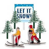 Cakesupplyshop Item#457u - Mini Skiers Miniature Winter Ice Skiing Cake Decoration Topper Toy Figurines