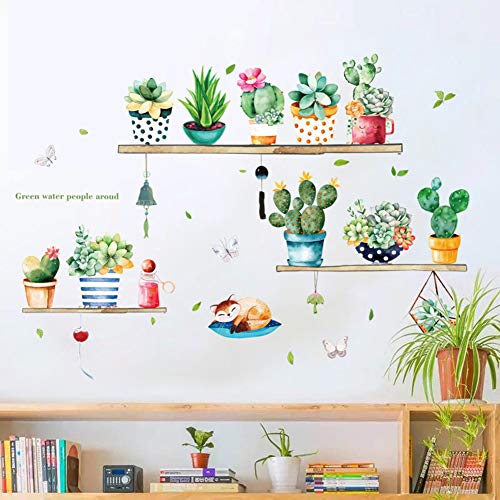 Poorminer-Cartoon-Cactus-Wall-Sticker-Potted-Green-Plants-Wall-Decal-Removable-DIY-Mural-Art-Decoration-for-Living-Room-Kids-Baby-Bedroom-Kitchen-Nursery-Home-Decor